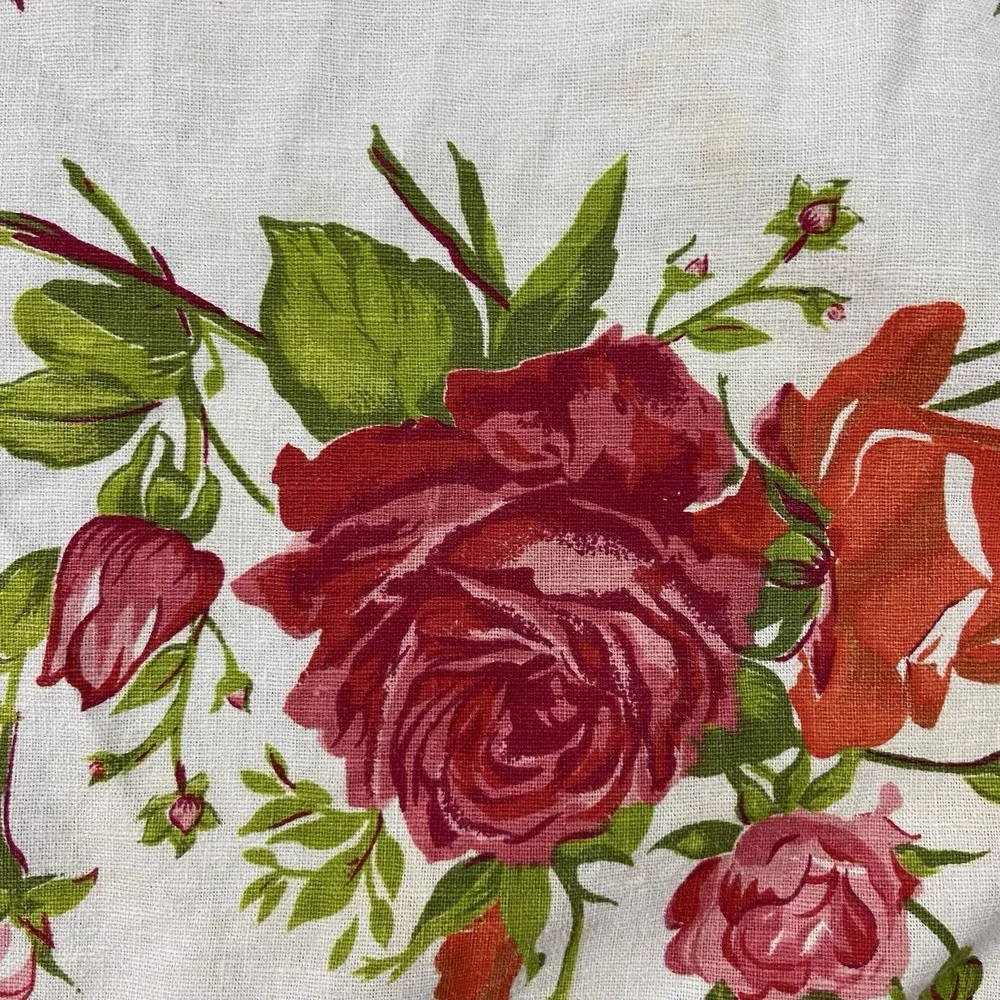 VTG Jessie Steele Linen Cotton Rose Waist Apron Ruffle One Size Cottagecore